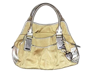 Vtg KATHY VAN ZEELAND gold purse NICE rhinestone charms hobo bag tote - Picture 1 of 11