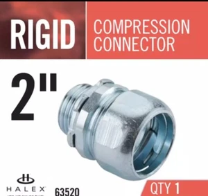 (Paquete de 2) Conector de compresión rígido de acero galvanizado Halex 63520 de 2 pulgadas - Imagen 1 de 5