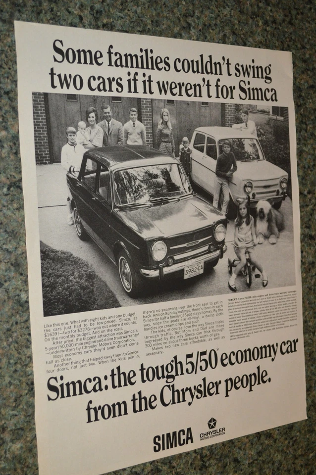 SIMCA 1000 1967 anuncio impreso original grande 67 Foto 1 de 1