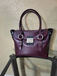 Claudia  Firenze Maroon Large Shoulder Leather Handbag. Condition Is V.Gd