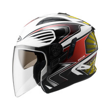 ZEUS ZS-613B WHITE/AJ2 YELLOW JET HELMET