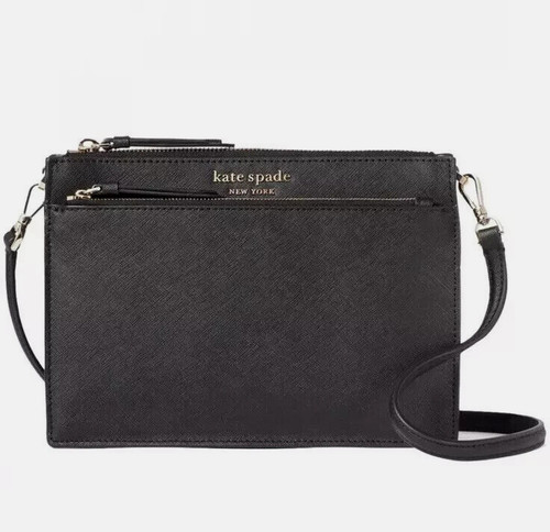 Tracolla Kate Spade Cameron con zip nera nuova con etichetta spedizione gratuita