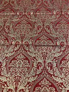 Napoli Gold /on ruby Damask on Gold Chenille Damask 54" Wide Fabric upholstery - Picture 1 of 1