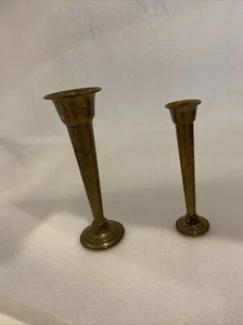 2 Vtg Gorham Bronze Trumpet Vase 7.5” and 6.25” - Picture 1 of 7