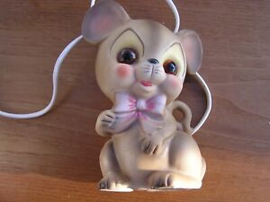 Vintage Ceramic Baby Mouse Electric Night Light Brown Rare Girl design