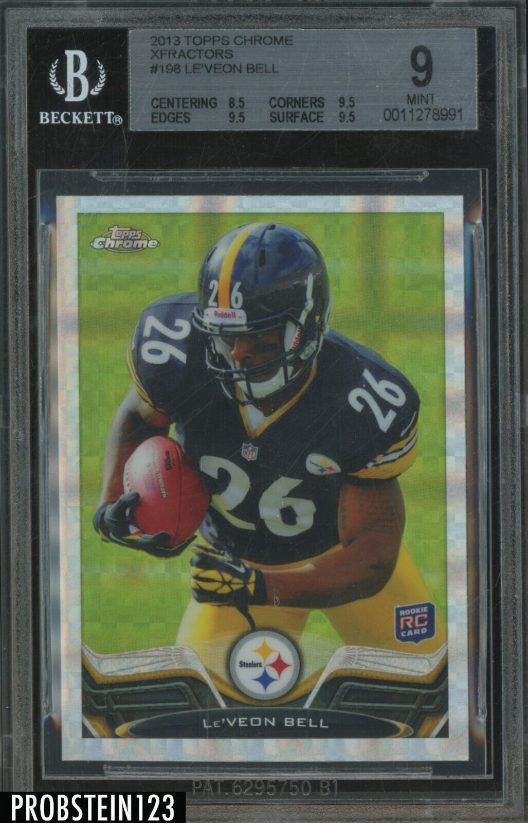 2013 Topps Chrome XFractor #198 Le'Veon Bell Steelers RC Rookie BGS 9