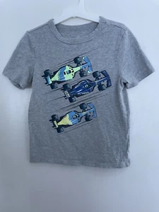 Gap Everyday Graphic T Kids Boys Race Car 100% Cotton T-Shirt Heather Gray S 6-7 - Picture 1 of 5