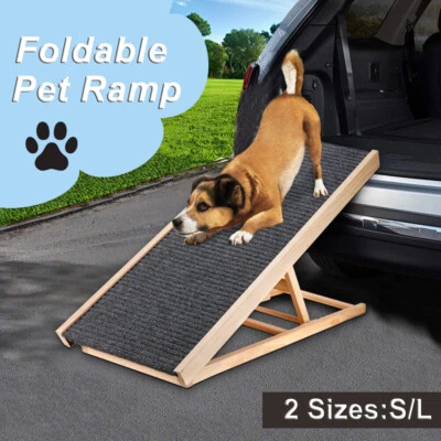 Foldable Dog Pet Ramp Adjustable Height Dogs Stairs for Bed Sofa Car 70cm/100cm - image 1 of 4