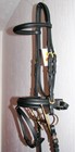 FSS POSH German BRASS GOLD Comfort Padded Poll CRANK BRIDLE Dressage Reins NEW