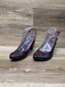 N.Y.L.A. Zahara Black/Red Slingback Pump Women's Size 8.5 - Picture 1 of 6