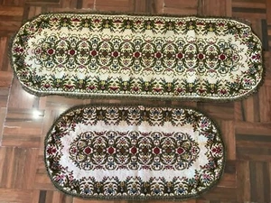 2x craft Antique french knot tapestry needlepoint table runners metallic trim - Bild 1 von 12