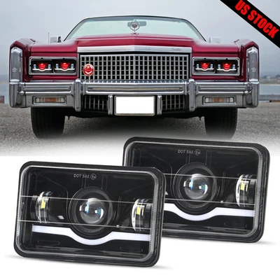 For 1975-1985 Cadillac Eldorado 2PCS 4x6" LED Headlights DRL Hi/Lo Beam DRL DOT Foto 1 de 4