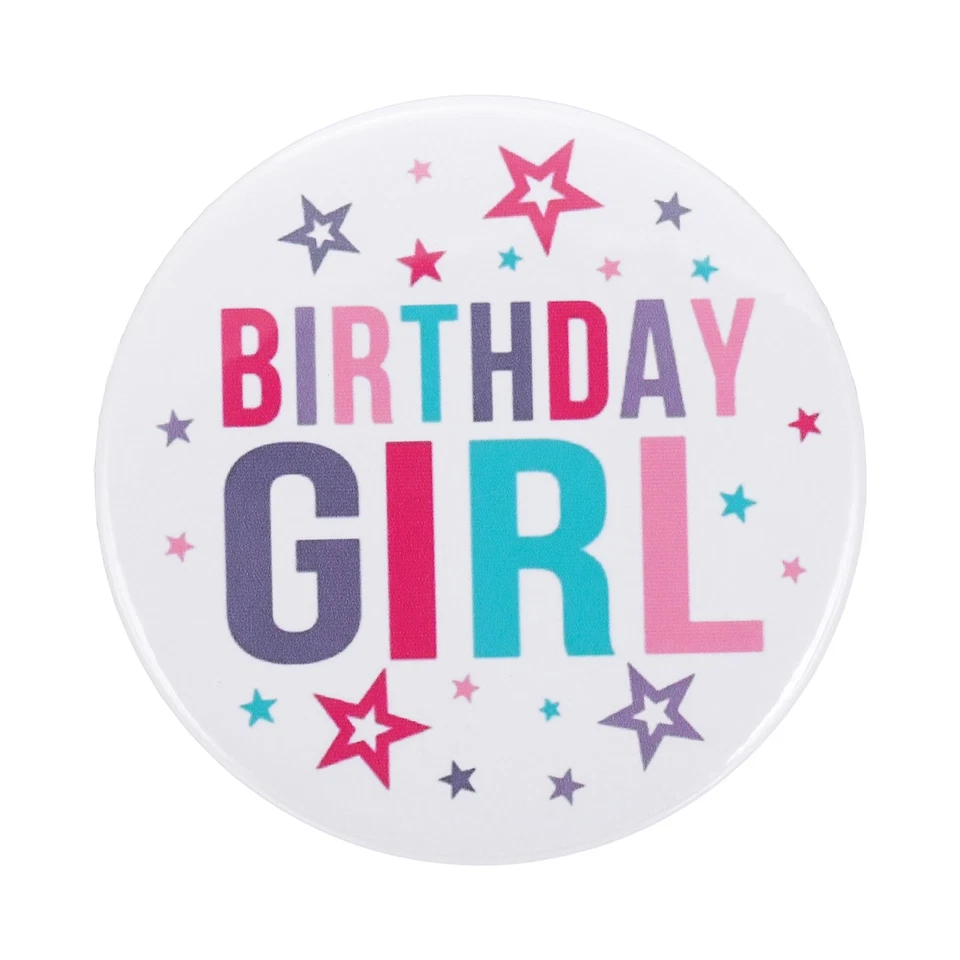 Botón Cumpleaños Niña, Pin Insignia Cumpleaños Hojalata 58mm, Multicolor Foto 1 de 4