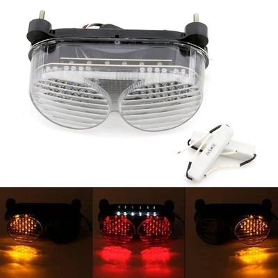 Integrated LED TailLight Turn Signals for Kawasaki ZX6R ZX9R ZX900 ZZR600 Clear Foto 1 de 3
