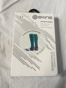 SKINS Essentials Kompressionsstrümpfe Damen L hellblau pink aktiv Neu mit Etikett - Bild 1 von 7