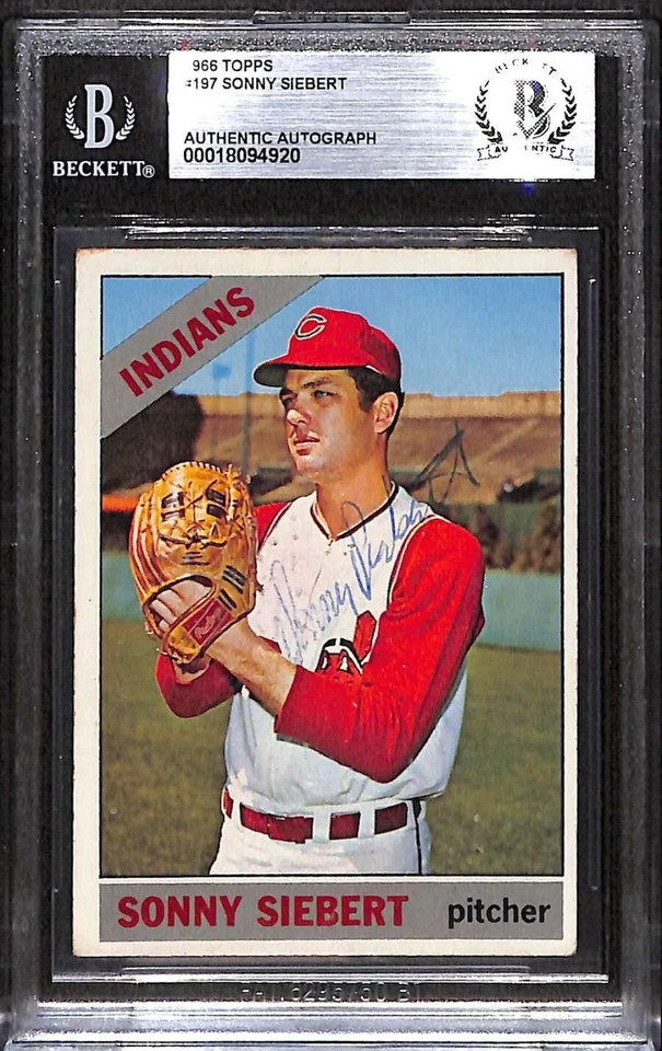 1966 Topps 197 Sonny Siebert BGS Autografiado BAS Auténtico C99630 Foto 1 de 3
