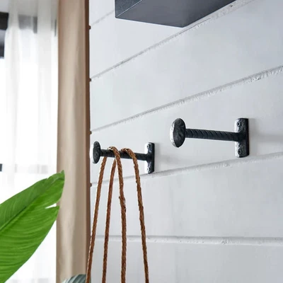 Black Industrial Decorative Cast Iron Nail Head Wall Hooks Black Finish - Image 1 of 4