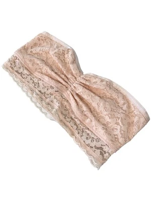 Aerie Floral Lace Bandeau Bralette Size Medium Peach Strapless Intimate Lounge - Image 1 of 4