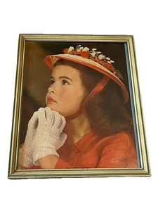 Vintage Faith of a Child Litho Print Cover Girl Praying MCM Framed Picture - Picture 1 of 18