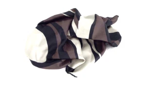 100% Silk Scarf 15" x 41" Brown/Black/Beige Rolled Hem Geo Design Generic - Picture 1 of 3