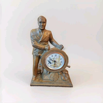 Vintage FDR Man Of The Hour Ships Wheel Electric Mantel United Clock c. 1933 P/R - Image 1 of 4