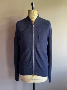 Cárdigan Oliver Spencer Jersey Para Hombre Talla M Azul Marino Cremallera Completa Algodón Orgánico Tejido - Imagen 1 de 14