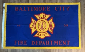Large Vintage Baltimore City Fire Department Flag By Stevenson 3' x 5' - Picture 1 of 7