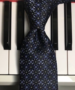 SUN RIVER CLOTHING CO. /Stellar Light & Dark Blue Stars & Rondels Silk Tie - New - Picture 1 of 9