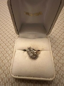 Vintage Mid Century Estate Diamond Waterfall Cocktail Ring Size 5-1/2 - Picture 1 of 2