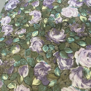 VTG Echo Lt Weight Wool Scarf Lavender/Purple Floral 34" Square Fringe Japan - Picture 1 of 6