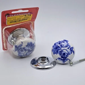 Gainsborough Hampton Blau Floral Keramik Doppelfaltung Türknauf Set mit Chrom Basis - Bild 1 von 12