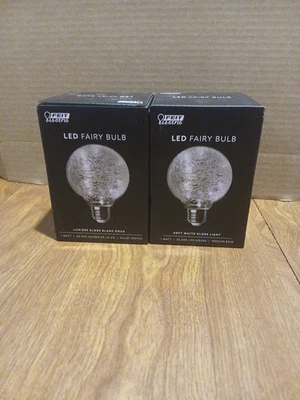 2 Feit Electric Fairy G25 Medium Base LED Bulb Soft White Globe 1 Watt New - Image 1 of 2