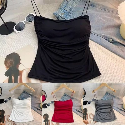 Womens Lightweight Summer Vests with Sexy Spaghetti Strap Style Options - Image 1 of 4
