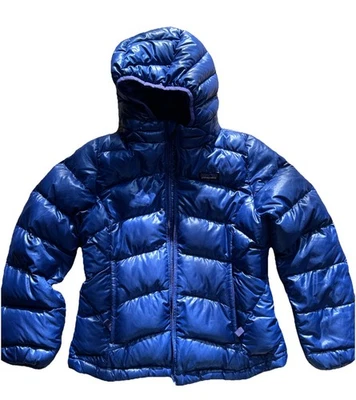Niñas Talla S Pequeña Patagonia Hi-Loft Abajo Puffer Suéter Chaqueta Abrigo Púrpura Azul Foto 1 de 4
