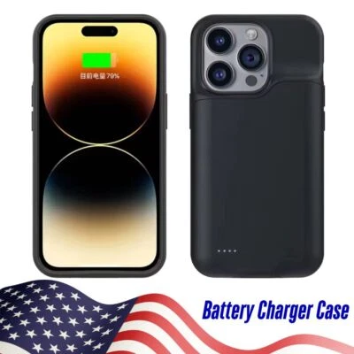 Battery Charger Case Power Bank Wireless Charging Cover For iPhone 6~16 Series - Image 1 of 4