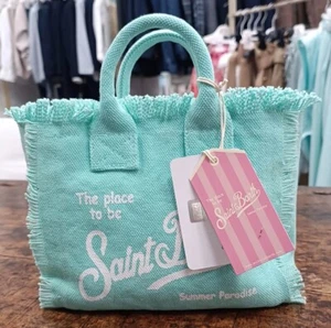 MC2 SAINT BARTH BORSA VANITY MINI VERDE ACQUA LOGO BIANCO - Foto 1 di 6