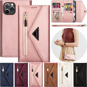 For iPhone 11 12 Pro Max XR 6S 7 8 SE Wallet Card Holder Flip Leather Case Cover - Picture 1 of 43