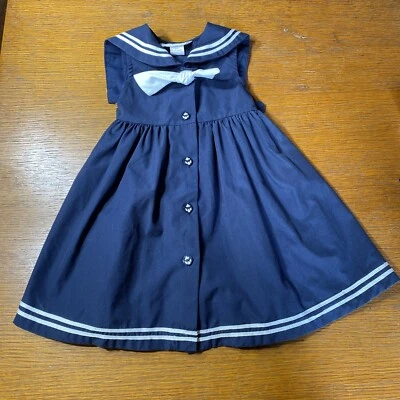 Sophie Rose Sailor Dress Sz 24 Months Navy Blue And White Only Dress - Image 1 of 3