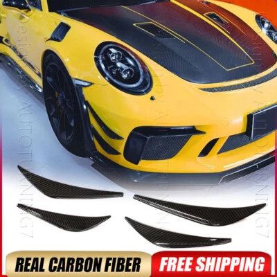 Parachoques delantero de carbono seco para Porsche 911 991 GT3 RS 2017-2018 aletas embellecedores Canard Foto 1 de 4