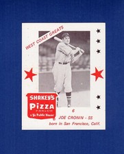 #6 JOE CRONIN, Red Sox HOF | 1975 Shakeys Pizza WEST COAST GREATS VG stains ~D