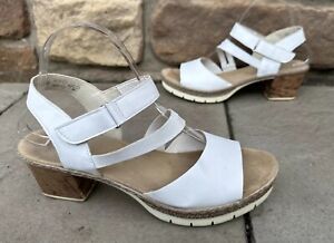 Rieker Sandals Womens 40 / 9 Slingback Platform Chunk Heel White Vegan Cushioned