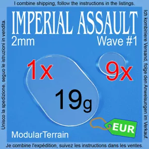 Star Wars Imperial Assault Wave #1 Clear Acrylic 25mm Round 50x75mm Oval Bases - Imagen 1 de 8