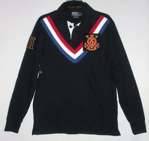 Neu mit Etikett UVP $ 165 - POLO RALPH LAUREN Herren AVIATOR LS umgekehrter Chevron Rugby, DUNKELBLAU - Bild 1 von 7