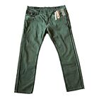 NWT Rock Revival Distressed Reid Alternative Straight Green Denim Jeans 42X32
