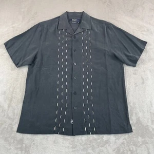 Nat Nast Camp Shirt Men Medium Black Silk Loop Collar Sopranos Textured - Picture 1 of 7