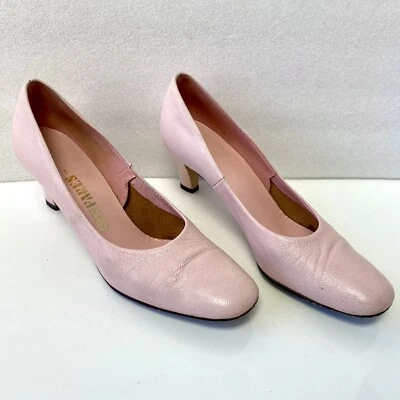 Fanfares Leather Vintage Soft Pink Pumps Women’s Size 7.5 AA Heels USA 70s 80s - Image 1 of 4