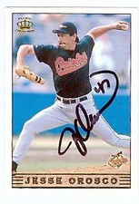 Jesse Orosco autographed baseball card (Baltimore Orioles 67) 1999 Pacific #38