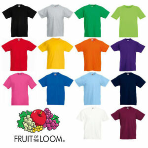 Kids Fruit Of The Loom Boys/Girls School PE T-Shirt Plain Tee Casual Top