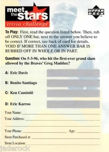 Ken Griffey 1996 Upper Deck Meet the Stars Desafío de trivia sin rayar #22 - Imagen 1 de 1