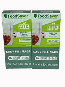 FoodSaver Easy Fill Vacuum Seal Bags 32 Count 1 Quart Size BPA Free For Storage - Picture 1 of 2